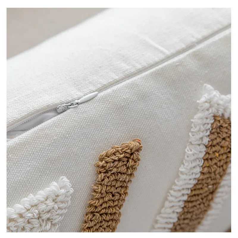 New Geometric Embroidered Case CottonTufted Fringed Cushion Cover 4545/3050cm Decorative Home Cover for SofaM251119