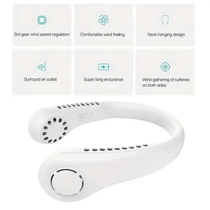 Portable neck fan mini electric ventilation fan silent neck and wearable cooling fan USB Rechargeable bladeless mobile air conditioner Z250419