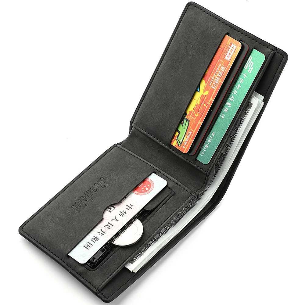 Mens Short Wallet PU Leather Vintage Thin Credit Card Holder Black Compact WalletT251119