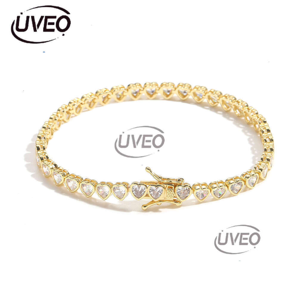 Luxury Hip Hop Ice out VVS Moissanite 4mm heart-shaped tennis chain Necklace bracelet for men and women Free delivery
