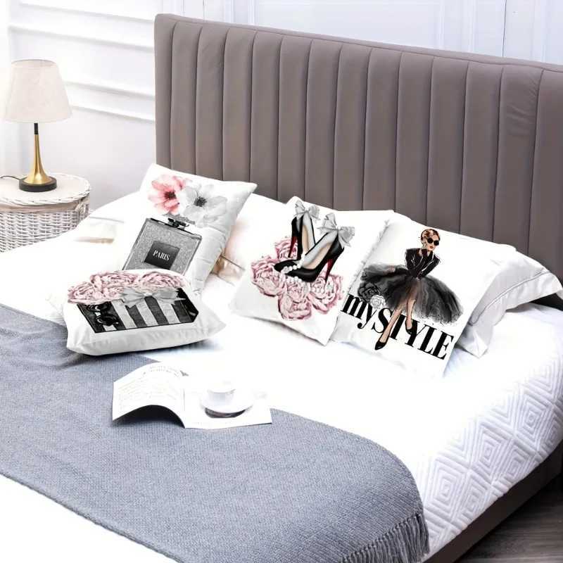 4pcs Throw Covers Couch Bed Decor Fashion Girls Perfume Flowers Cute Accent Bedroom Velvet cases ShortPlushDecorM251119