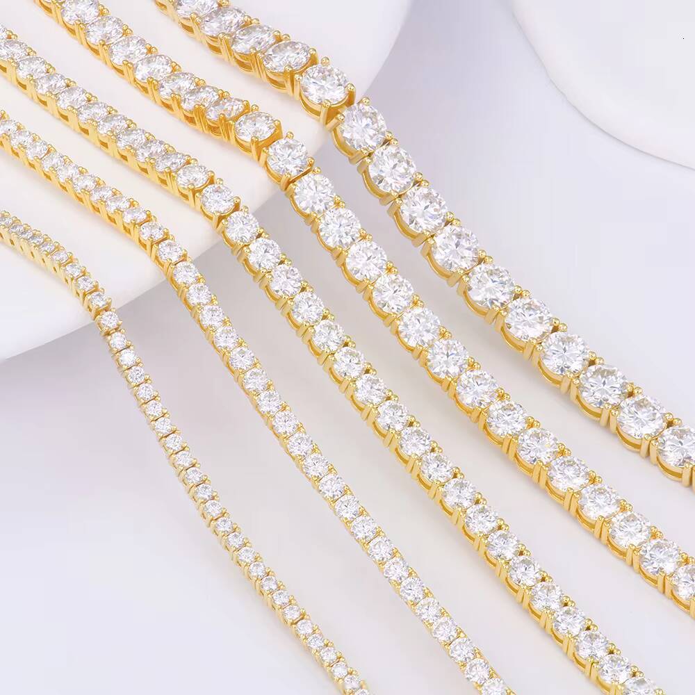 Certificated 2-3mm Round Cut DEF Moissanite Tennis Bracelet Classic 925Silver 3 Colors Silver/Gold /Rose Gold Bracelet for Gifts