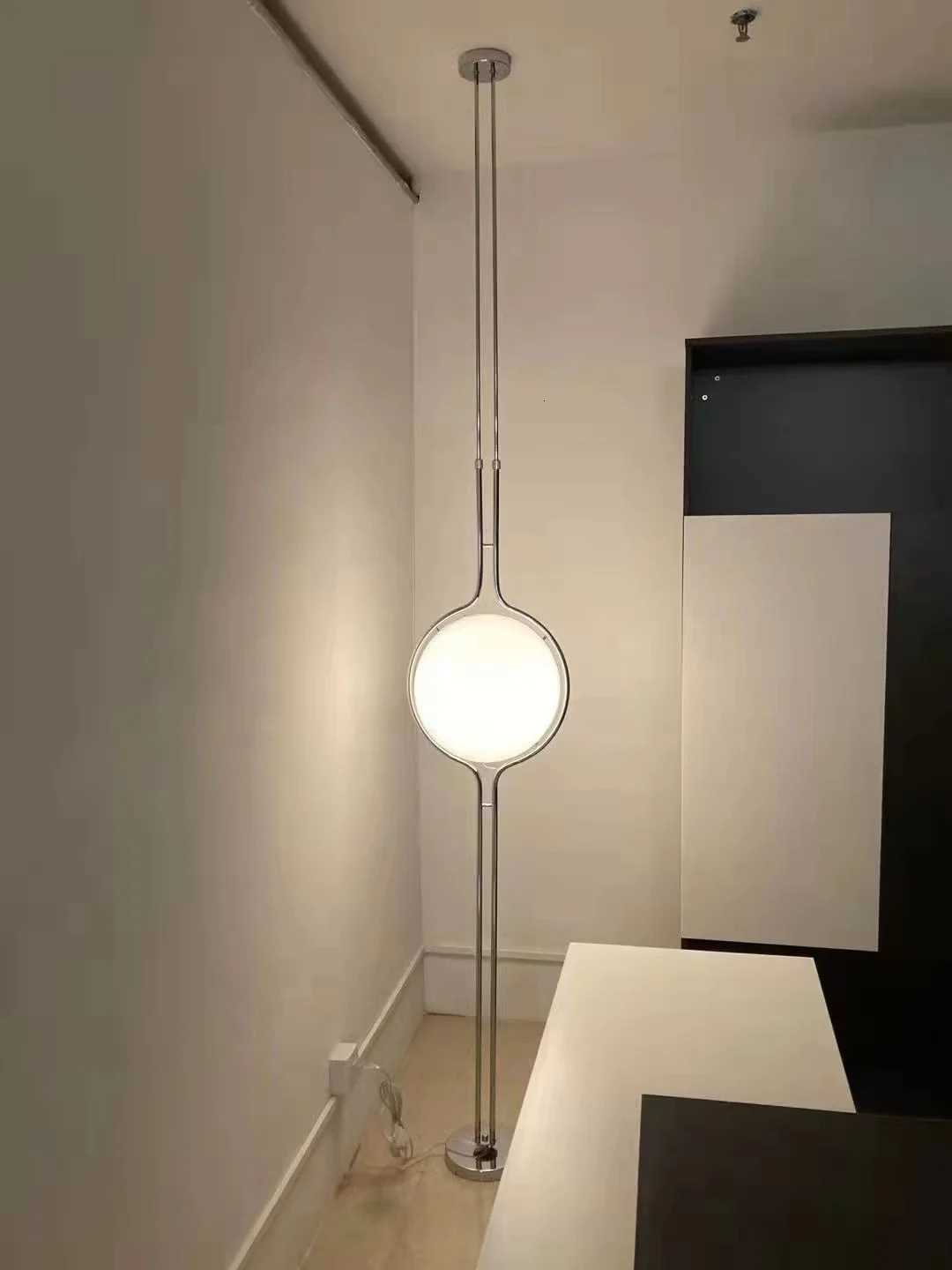 Modern White Yellow Acrylic Ball Shade Chrome Standing Floor LampHotel Living Room Bedroom Bedside Art Deco Table Lighting M251119