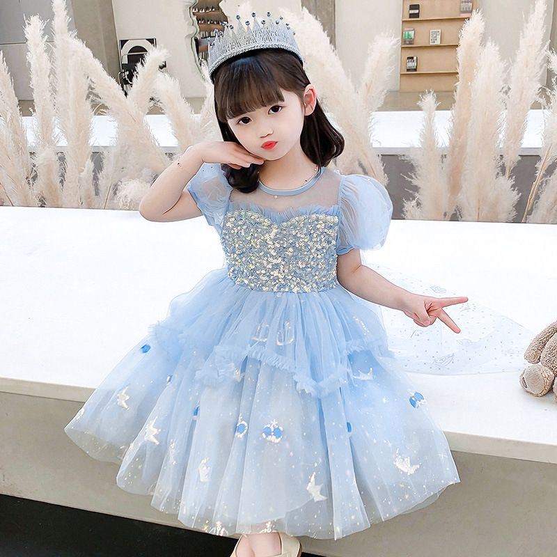 Girls designer clothes DISNEY baby clothes kids dress Elsa princess dress Elsa birthday outfit children's dress summer clothes