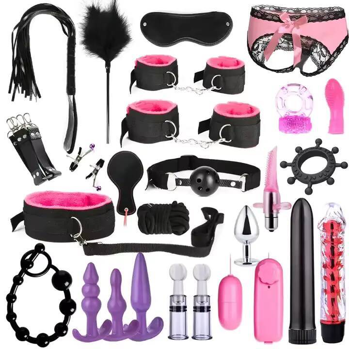 Hot Selling 26 PCS Adult BDSM Sex Toys Products Women Sex Bondage Set Handcuffs Whip Anal Plug Vibrator Dildo