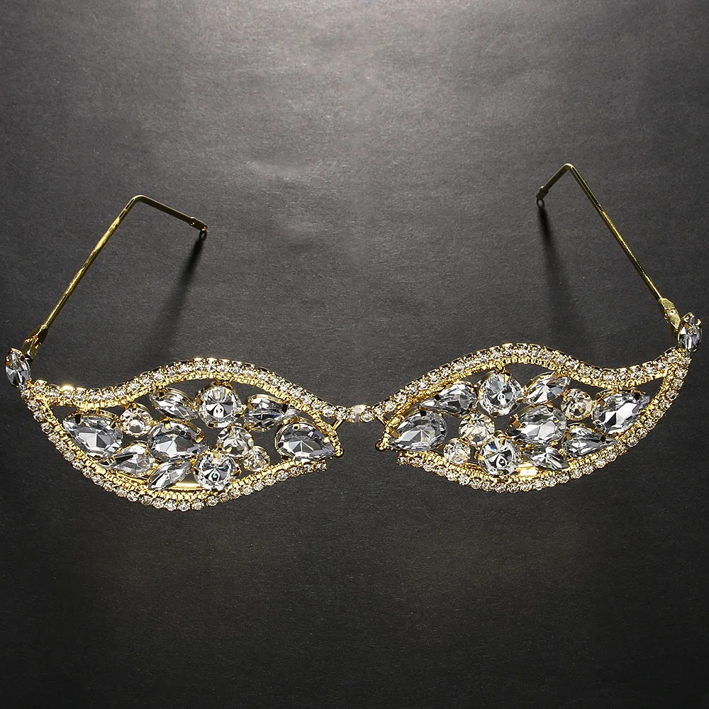 Bling Crystal Geometric Sunglasses Frame for Women Party Jewelry 2024 Ins Fashion Rhinestone Face Accessories Bridal Gifts 251113