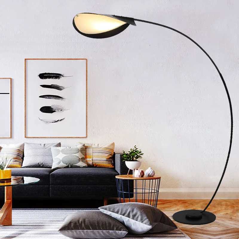 Modern Fishing floor Lamp Black minimalist standing light Living Room corner sofa BedroomArtistic LED Lighting E27 M251119