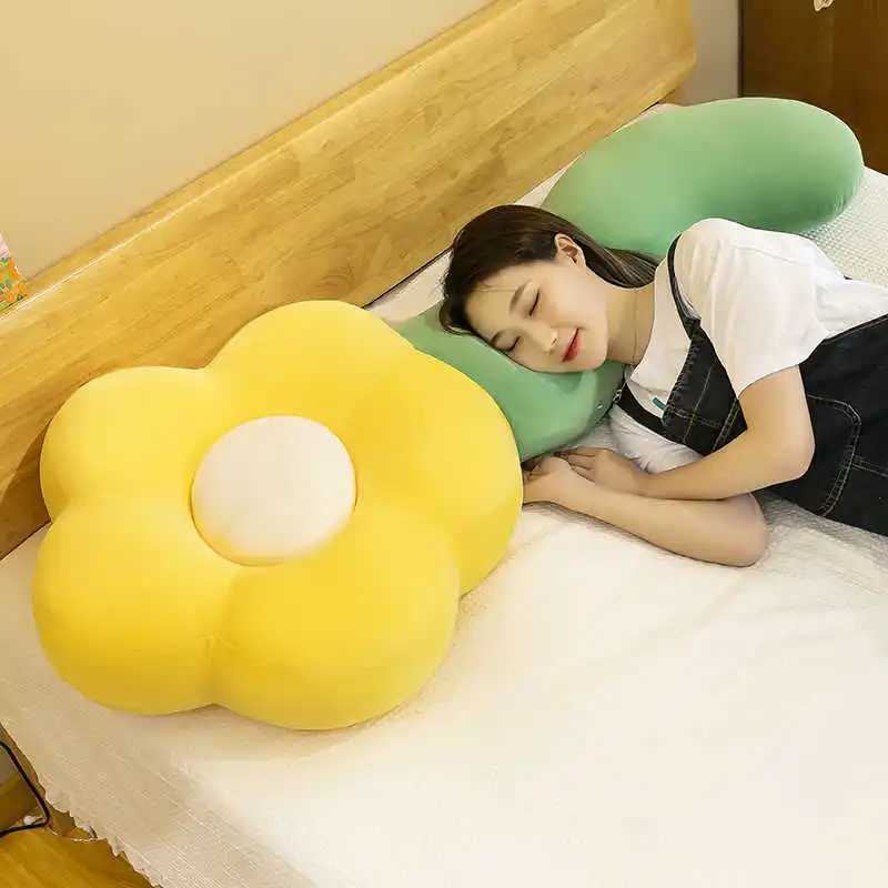 Long Flower Plush Body Cute Large Plush Cushion Soft Flower Decorative Stuffed Body Sleeping Back Cushion DecorM251119