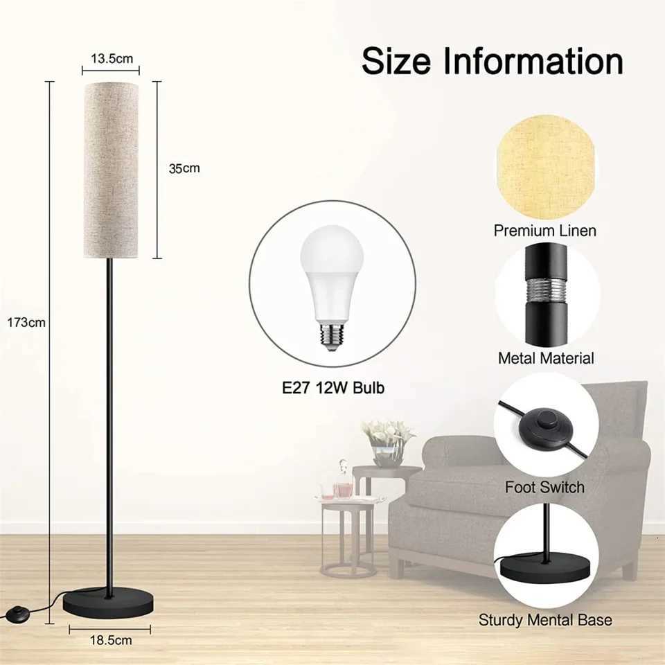 Led Floor Lamps E27 3 Colors Bulb Living Room Bedroom Bedside Lamp Ambient Light Sofa Side Study Reading Lights Home Decoration M251119