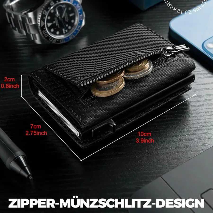 Slim Wallet with Coin Slot Credit Card Wallet Mens for Magnetic Closure RFID Protection Men WalletT251119