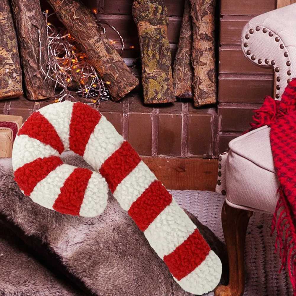 14 Inch Christmas Candy Cane for Sofa Bed Throw Soft Fluffy Lollipop Plush for Xmas Holiday DecorationM251119