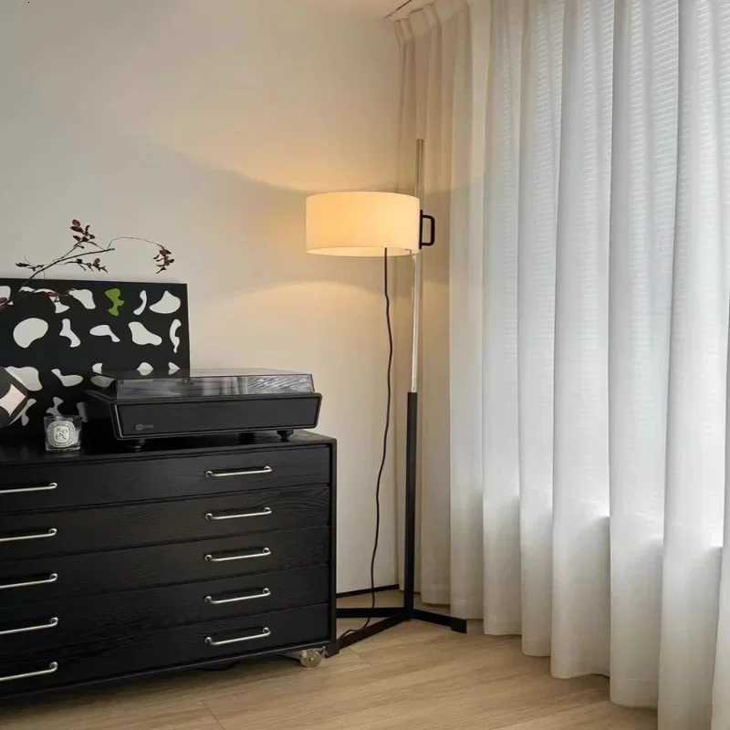 Spanish Designer Floor Lamp with E27 Light Bulb Metal Body Fabric Shade Height Adjustable M251119