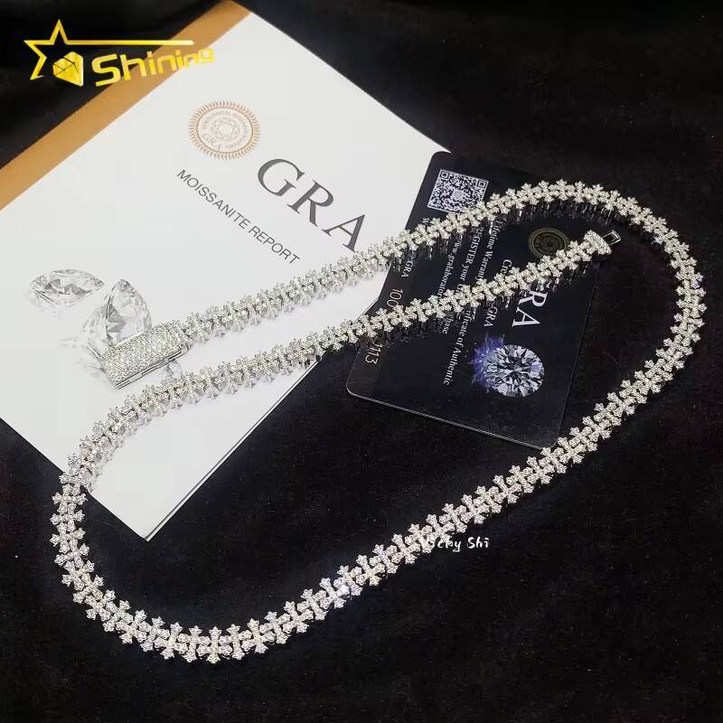 Iced Out Cross Style Moissanite Cuban Link Chain Hip Hop Jewelry 925 Silver Custom Men Fashion Chains Necklaces