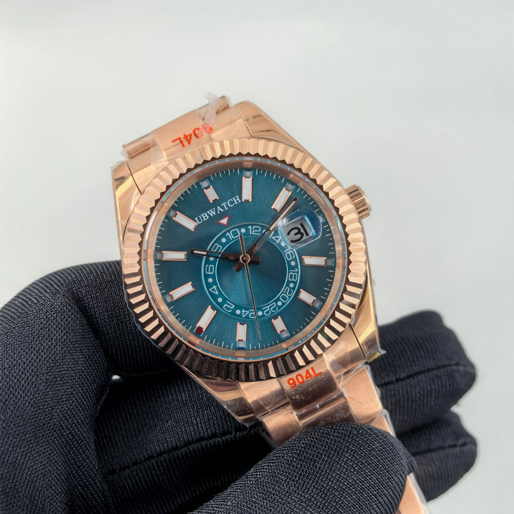 42MM Automatic Mechanical Movement Teal Dial Multifuncational Mens Watches St9 Sapphire Crystal Oyster Bracelet Men's Wristwatches