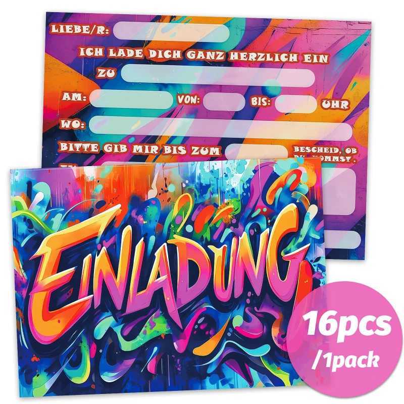 16pcs Graffiti Invitation CardBirthday Graffiti Theme Party Invitation CardBirthday invitationParty InvitationSchool Invitat G251119