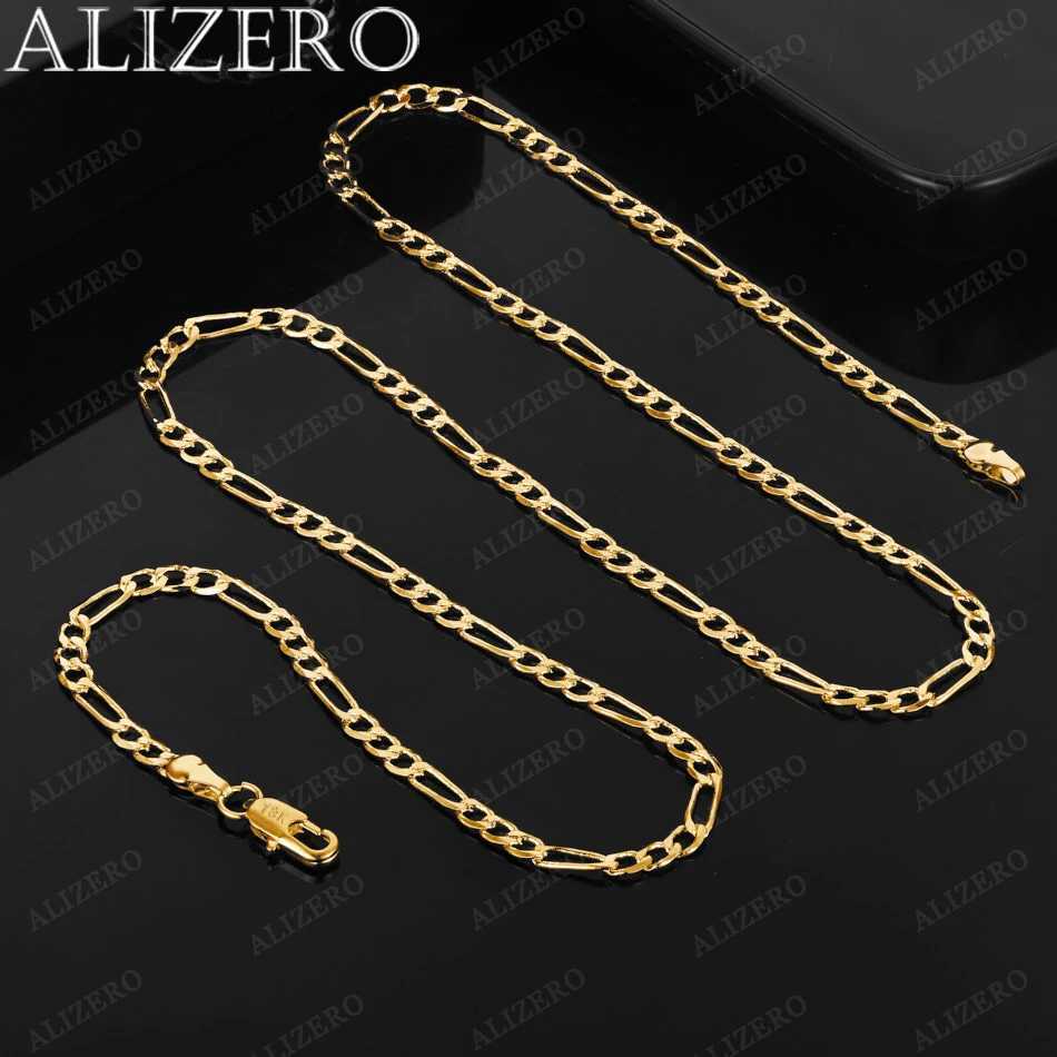 ALIZERO 18K gold 4MM Figaro chain necklace suitable for womens fashionable hip-hop punk necklace jewelry wholesale 40-75cmT250418