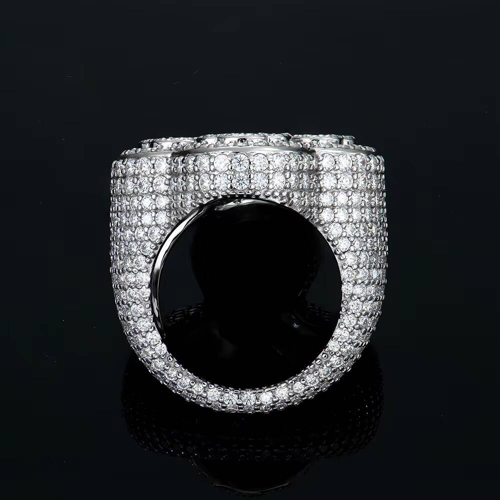 Hiphop 925 Silver Cross Design Iced Out Baguette Cut Moissanite Ring Rhodium Rose Gold Plating Options Fine Jewelry