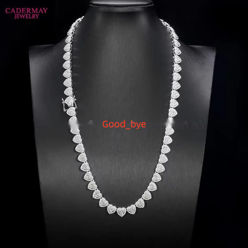 Cadermay S925 Sterling Silver Heart Trendy Hip Hop Jewelry Iced Out D VVS1 Diamond Tennis Chian Moissanite Bracelets Necklace