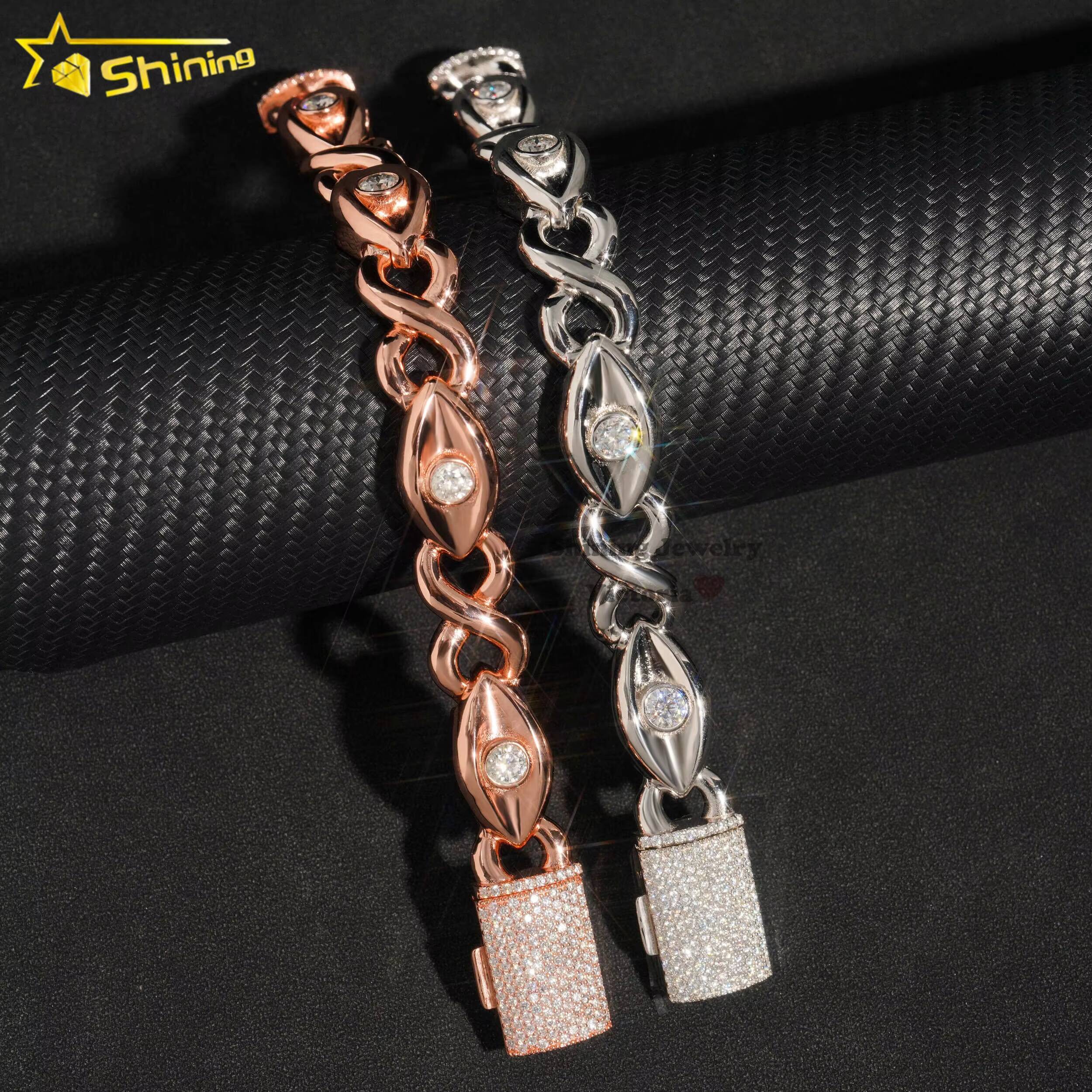 Personalized Hip Hop Jewelry Iced Out Pass Diamond Tester Men Cuban Bracelet 925 Silver Moissanite Evil Eye Cuban Link Bracelet