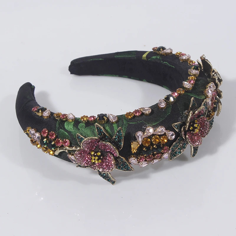 Craft Rhinestones Baroque Wide Headbands For Women Fashion Party Elastic Hairband Hair Accessoires Hair Hoop 250418