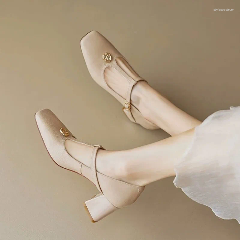 Casual Shoes Plus Size 35-42 Women's Sheepskin Slip-on Mary Jane Flats Square Toe High Quality Soft Comfortable Elegant Ladies Slim