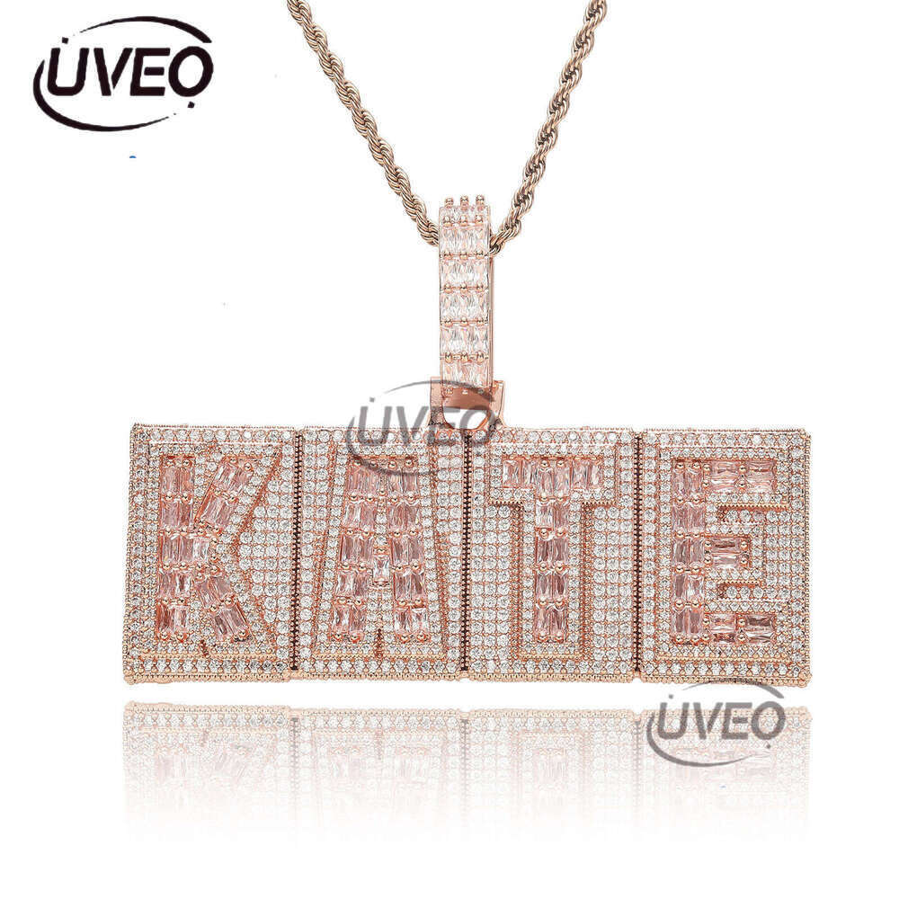 Luxury designer double T-shaped ice out VVS Moissanite Mosaic alphabet pendant, hip hop pendant for men and women