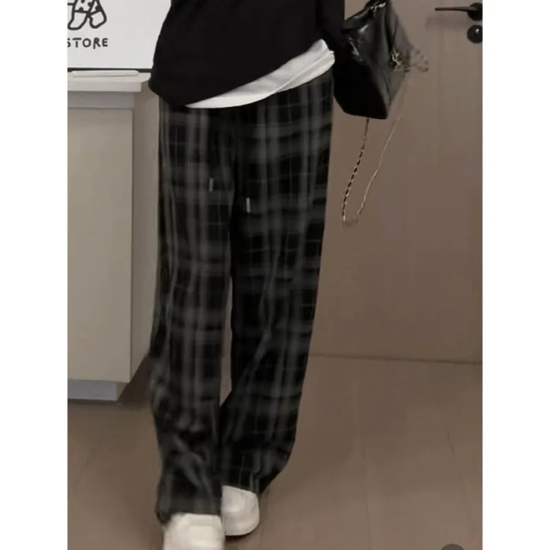 Black Flat Spring/Summer High Waist Loose Straight Pants Korean Casual Pocket Wide Legs Trouthers Womens Z260314