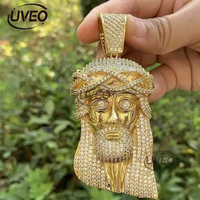 5ct VVS Moissanite Dia Mens 3D Jesus Face Sier Iced Out Custom Charm - Religious Pendant