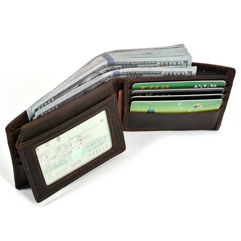 Leather Short Wallet For Men Male Vintage Purse Wallet Card Holder Coins Purse Retro Fashion Men WalletT251119