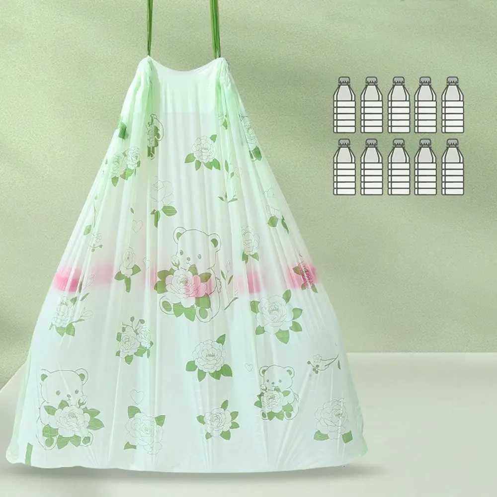 30pcs/rolls Not Easy To Break Drawstring Garbage Bag Thickened Material Portable Design Thickened Trash Bag Plastic C2511193
