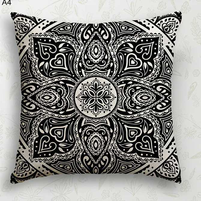 Black and White Mandala case Sofa bedroom cushion cover single-sided printing without coreM251119