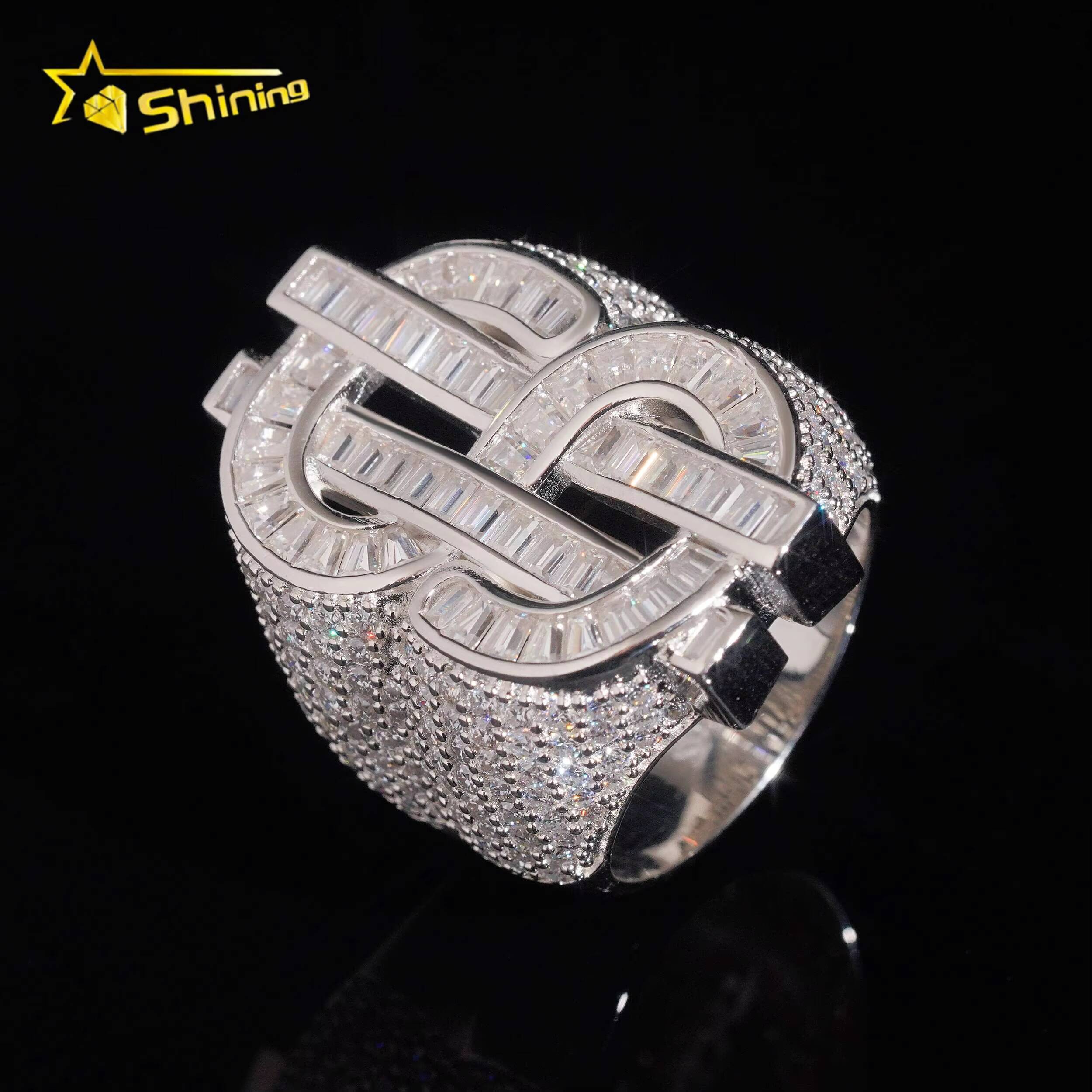 Luxury Men Weeding Rings Hip Hop Jewelry Iced Out 925 Silver US Dollar Style Moissanite Ring Pass Diamond Tester