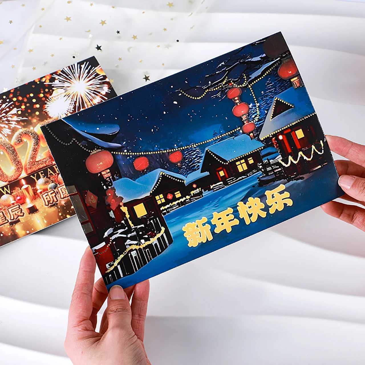 2Pcs Temperature Changing Christmas New Year Card Surprise Christmas Tree Snowscape Greeting Card Festival Gift for Kids Friends G251119