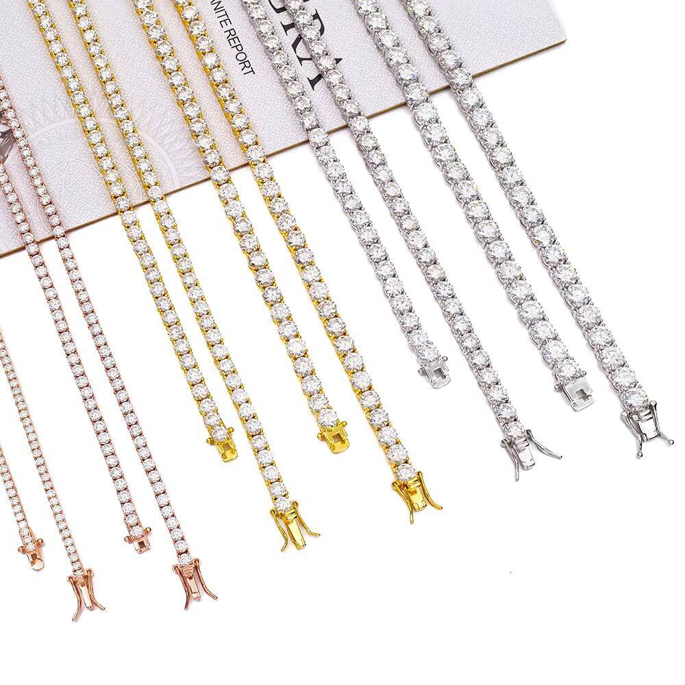 Luxury Hip Hop Fine Jewelry 925 Sterling Silver 5mm 16/18/20/22/24 Inches Hiphop Necklace for Men Women Moissanite Tennis Chain