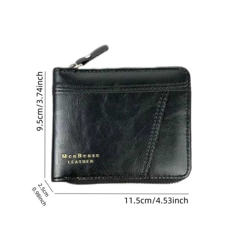 New Mens Business Wallet Classic Spliced Zipper Synthetic Leather Multi Card Short Wallet Large Capacity Card Bag Zero WalletT251119