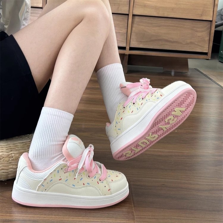 designer shoes Pink Low-Top Sneakers Women's Student Color-Block Casual Shoes New Model