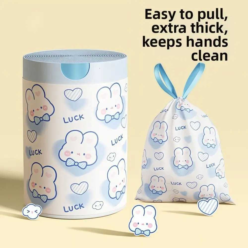 Large Capacity Drawstring Garbage Bag Thickened Rabbit Pattern Kitchen Garbage Bags Strong Handle Cartoon Design C251119