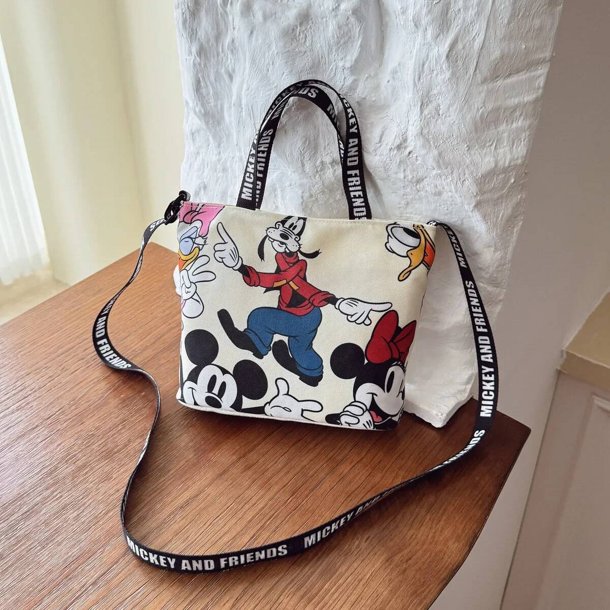 Custom Cute Disney Handbag Anime Cartoon Stitch Angel Canvas Shoulder Fashion Shopping Bag Holiday Gifts