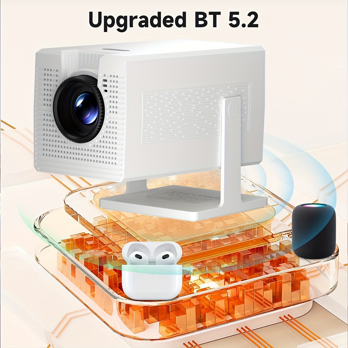 S320 PRO 4K Projector with Dual WiFi6 - High Brightness (180 ANSI) & Bluetooth 5.0 for Home Theater