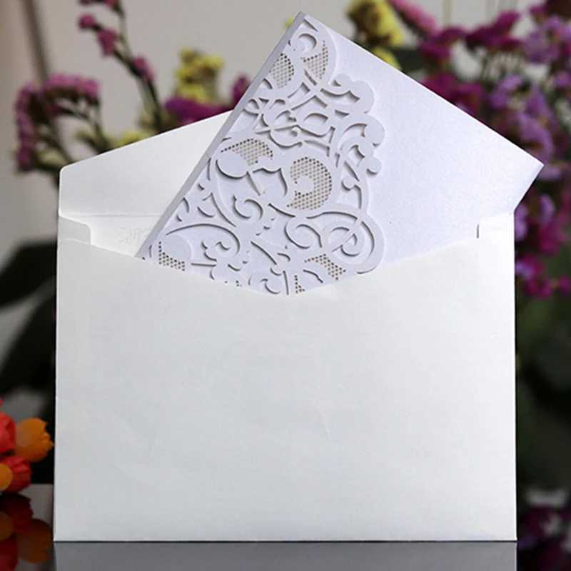 50pcs Blue White Elegant Hollow Laser Cut Wedding Invitation Card Greeting Card Customize Business With RSVP Card Party Supplies G251119