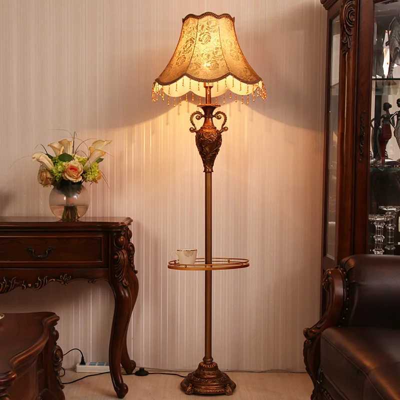 European Luxury Floor Lamp Retro Home Living Room Lamp Bedroom Bedside Lamp LED Lighting Desk Lamp Decorative Standing Light M251119