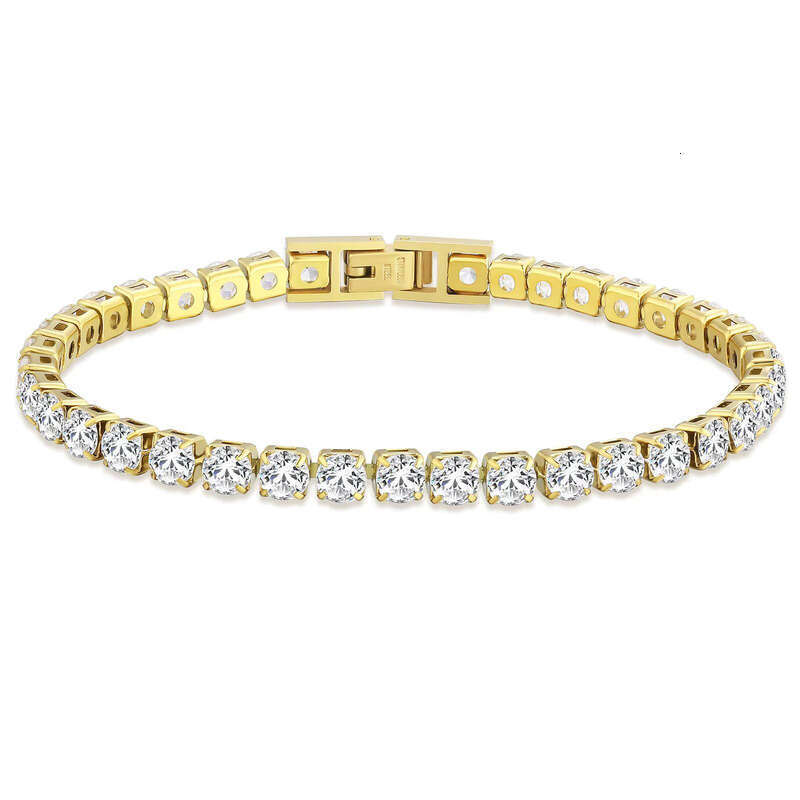 Shiny 4mm hip-hop moissanite Classic Tennis Real 14k Gold Plated 6.5-7.5inch Round Charm moissanite Bracelet Suitable for Women Size