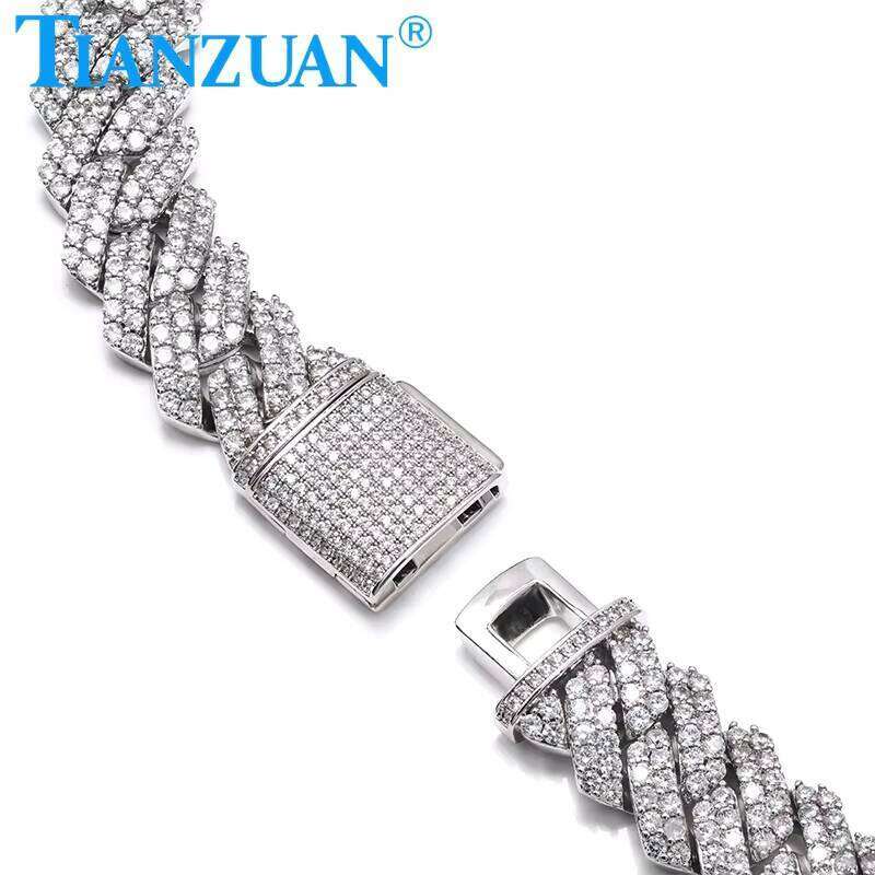 Necklace S Sier 8-20mm Two Rows Cuban Iced Out Hip Hop White Diaspore Chain Jewelry for Men and Women Gift 2f