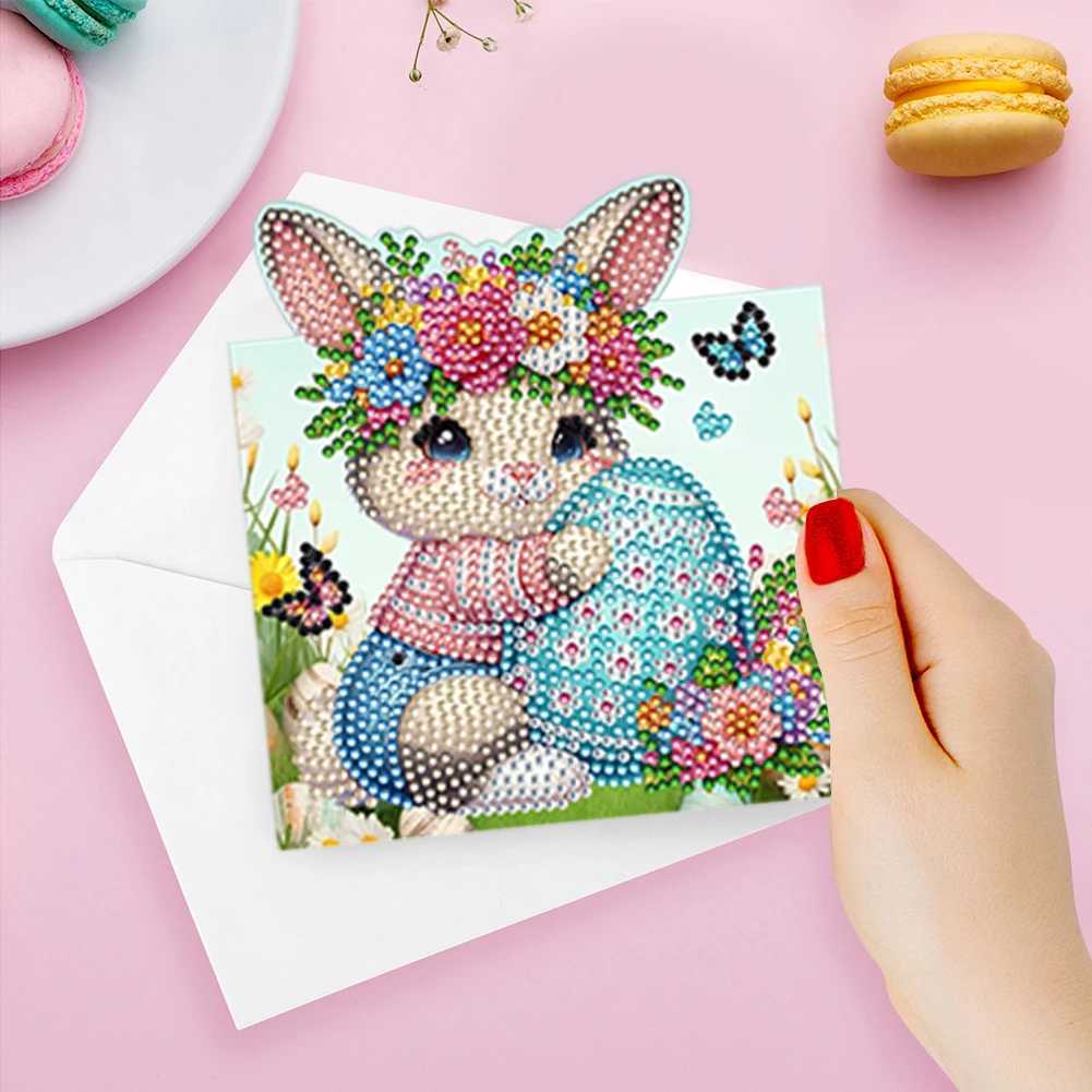 8pcs DIY Diamond Painting Greeting Card Set Easter Designs Rhinestone Diamond Art Mosaic Postcards for Easter Special Occasion G251119