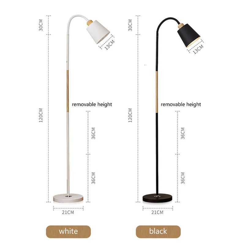 Nordic LED Floor Lamps Bedroom Reading Deco Dining Room Light Indoor Bulb Modern Dimming BlackWhite Adjustable M251119