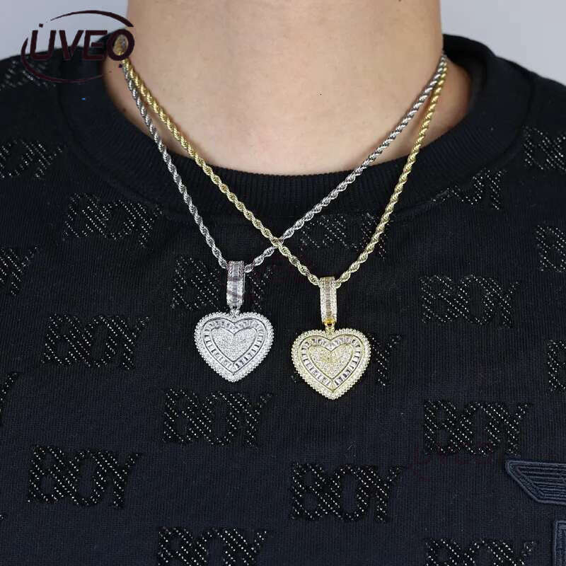 2025 New Fashion Lover Bg 5A Cz Heart Pendant Necklace Iced Out Cubic Zirconia Charm Hip Hop Jewelry for Girls Women Gift