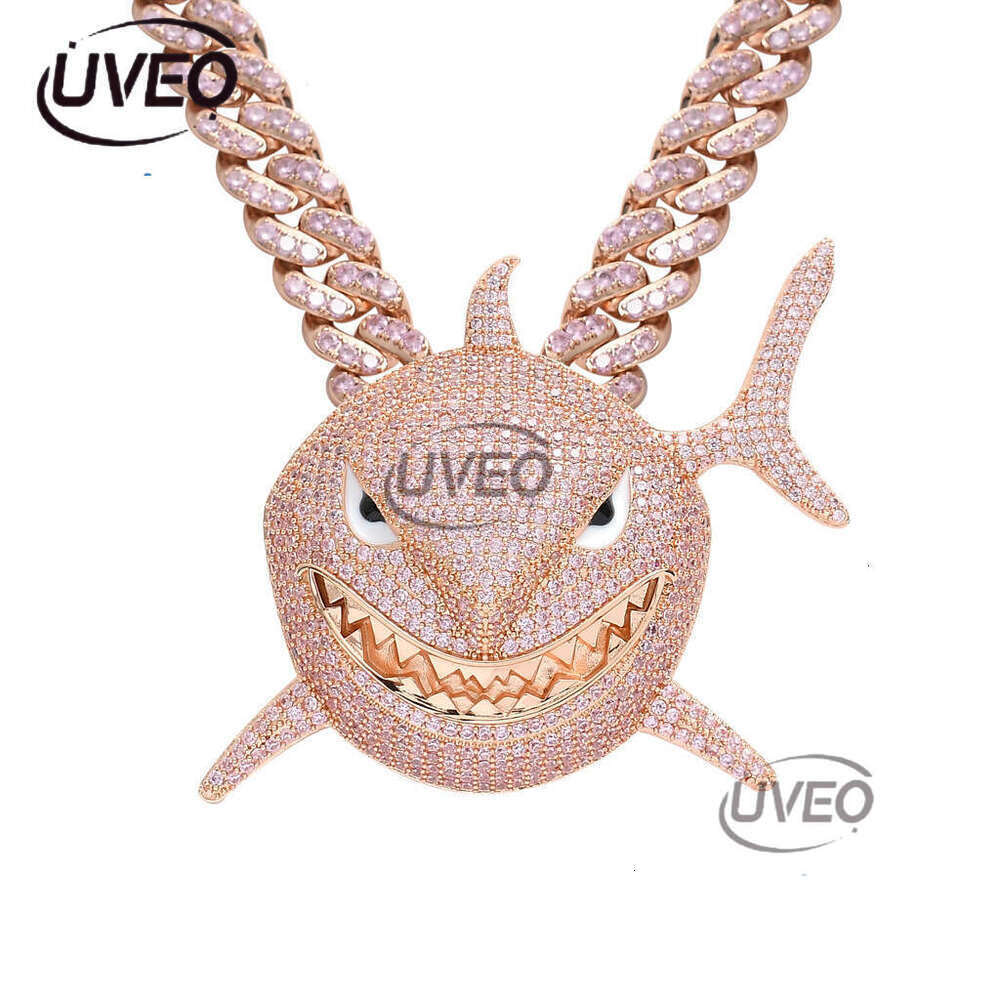 Luxury designer Great Shark Street Advantage Cool Funky Ice Out VVS Moissanstone Hip Hop Cuban Chain Pendant with FREE shipping