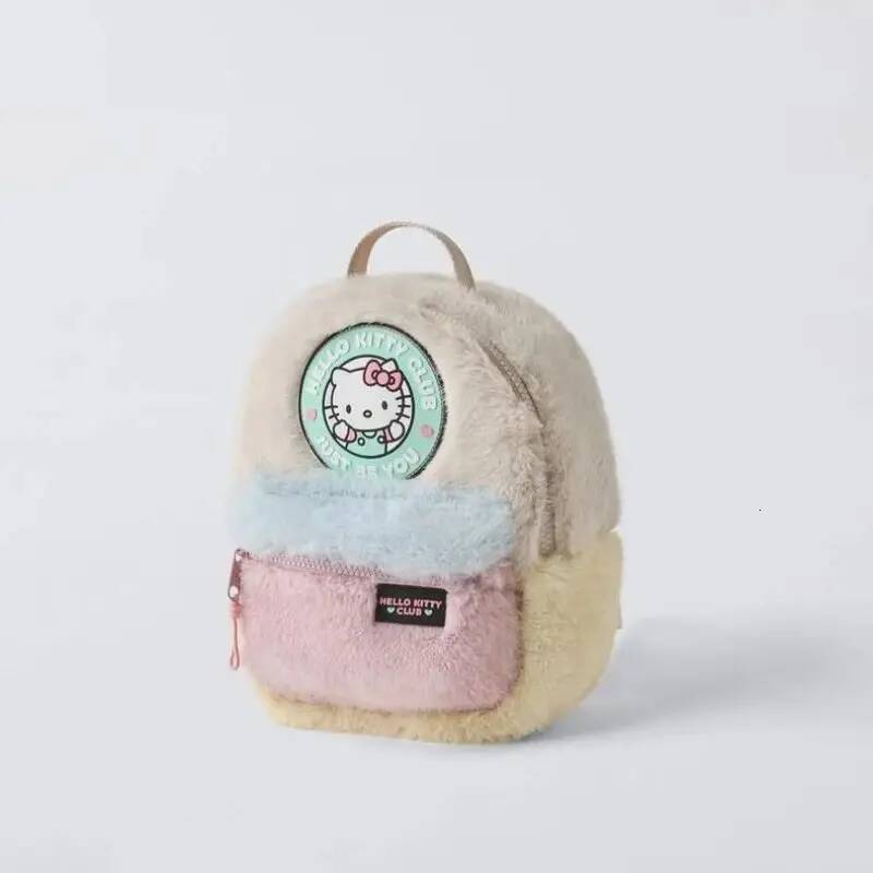 Custom Disney Stitch Autumn New Plush Hello Kitty Cute Backpack, Shang Color Block Bag, Children's School Gift Backpack