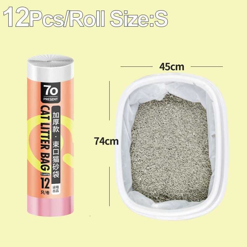 1/2/3/5Rolls Disposable Cat Litter Bags Disposable Pet Waste Bag With Drawstring Quick Clean Portable Cat Litter Box Liners Bag C251119