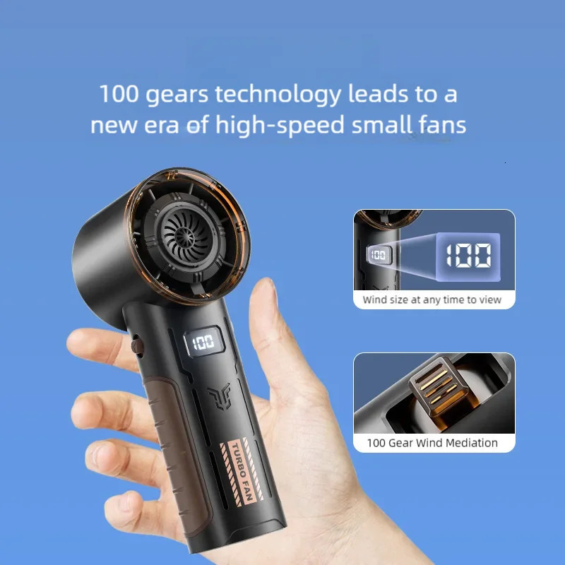 2025 High-speed Turbo Handheld Fan Usb Mini Portable Rechargeable Student Desktop Small Electric Hand Fan 100 Gears Wind 250418